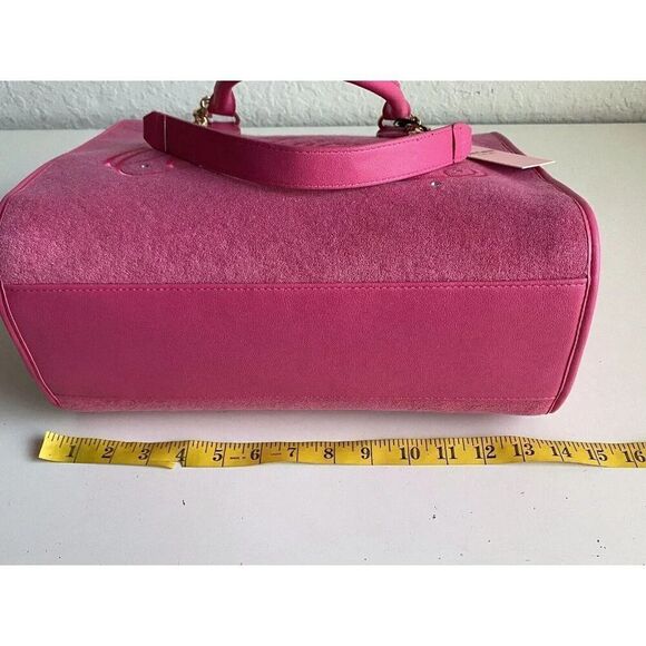 Juicy Couture Beach Tote Pink Flash Terry Cloth Embroidered Logo Bag Purse NEW - Picture 11 of 13